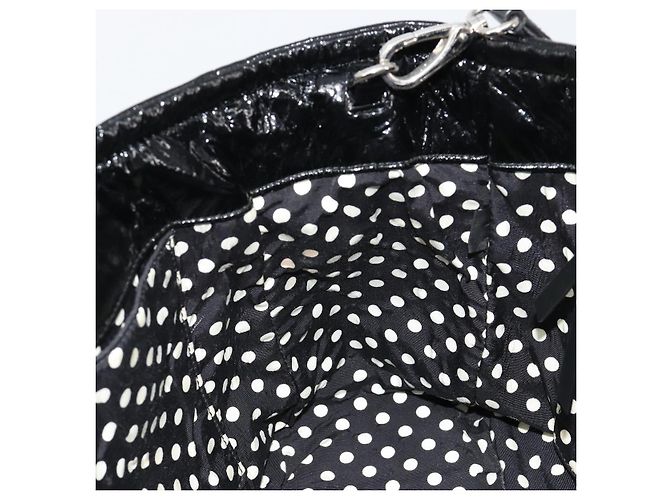 Borsa Miu Miu in pelle vernice 2 modi Nero Argento Auth 182913M - vista 20