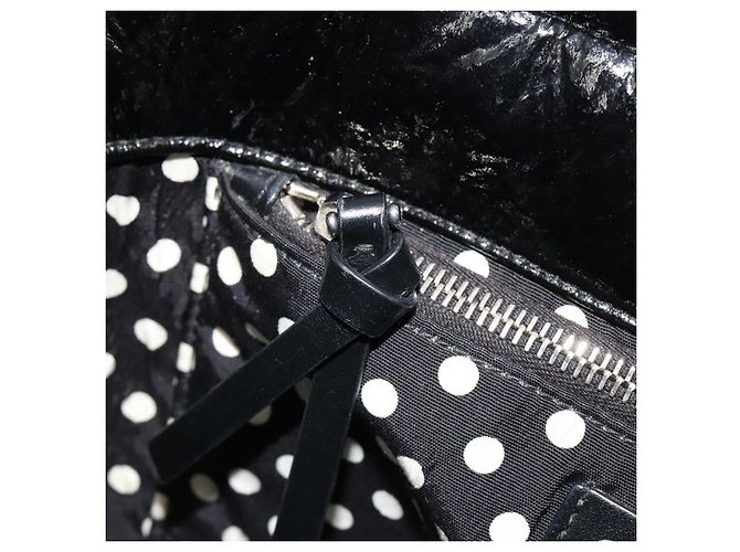 Borsa Miu Miu in pelle vernice 2 modi Nero Argento Auth 182913M - vista 21