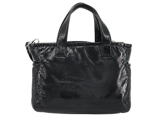 Borsa Miu Miu in pelle vernice 2 modi Nero Argento Auth 182913M - vista 3
