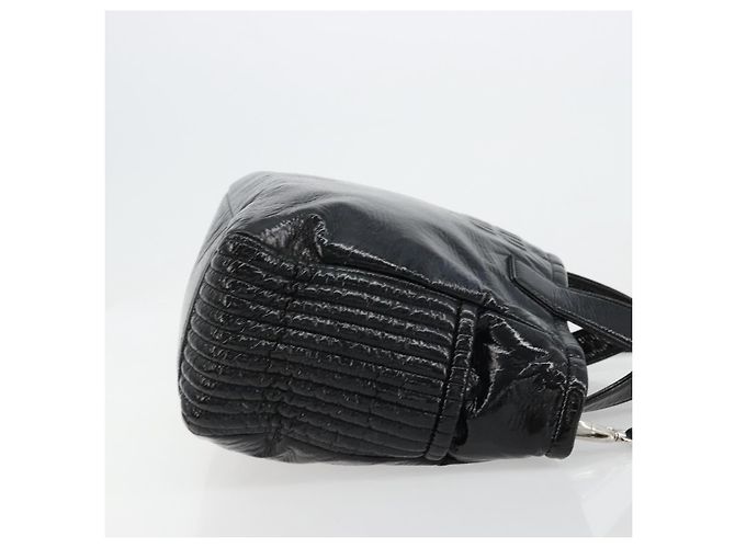 Borsa Miu Miu in pelle vernice 2 modi Nero Argento Auth 182913M - vista 4