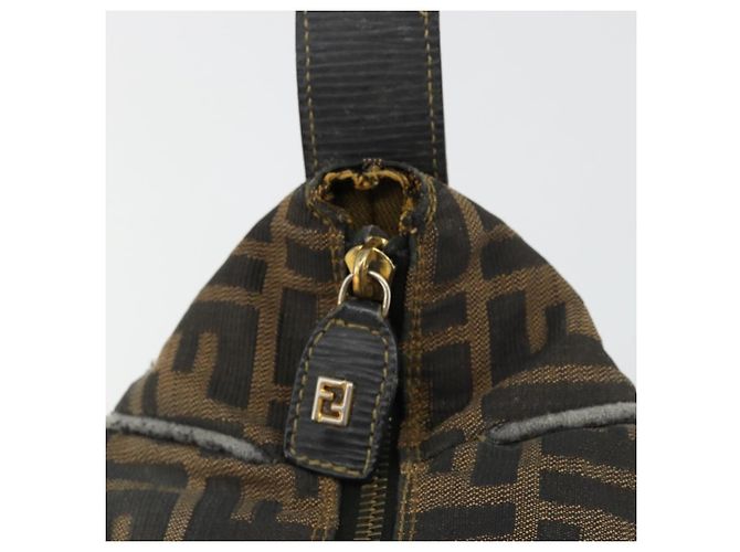 Bolso de Mano FENDI Zucca Canvas Negro Marrón Auténtico 181262 Castaño - vista 18