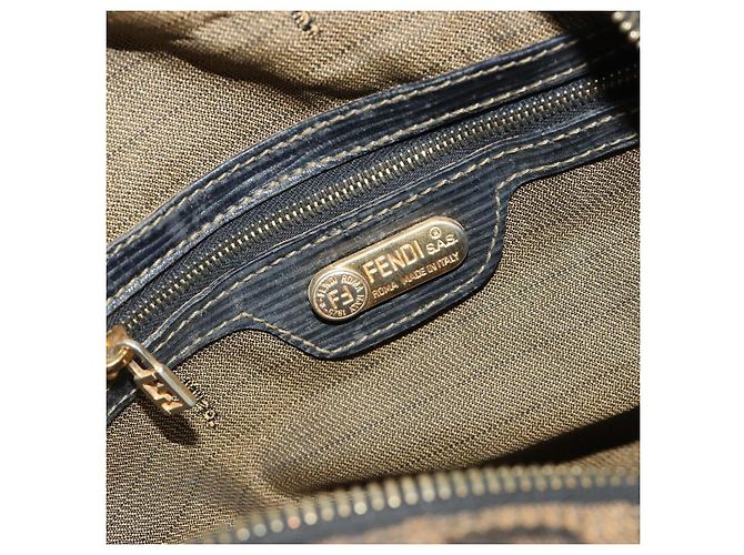 Bolso de Mano FENDI Zucca Canvas Negro Marrón Auténtico 181262 Castaño - vista 20
