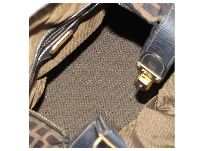 Bolso de Mano FENDI Zucca Canvas Negro Marrón Auténtico 181262 Castaño - vista 21