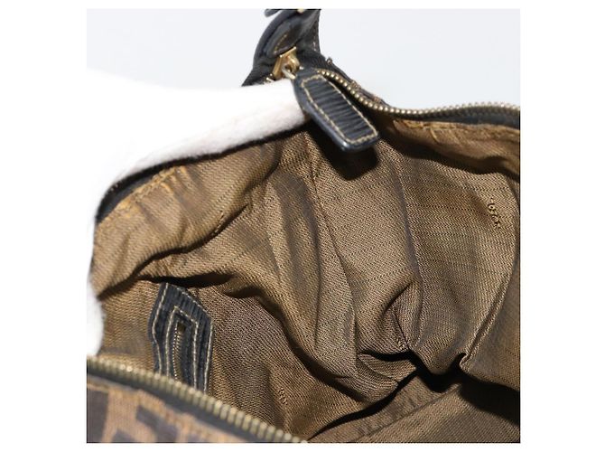 Bolso de Mano FENDI Zucca Canvas Negro Marrón Auténtico 181262 Castaño - vista 22