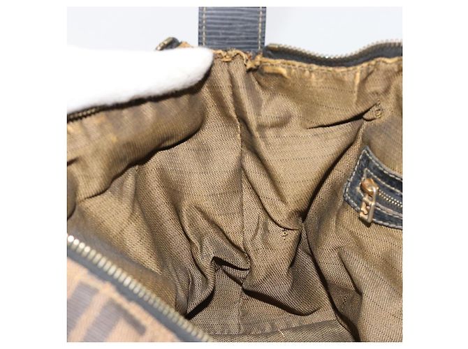 Bolso de Mano FENDI Zucca Canvas Negro Marrón Auténtico 181262 Castaño - vista 23