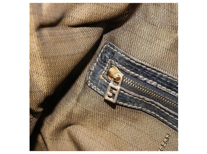 Bolso de Mano FENDI Zucca Canvas Negro Marrón Auténtico 181262 Castaño - vista 24