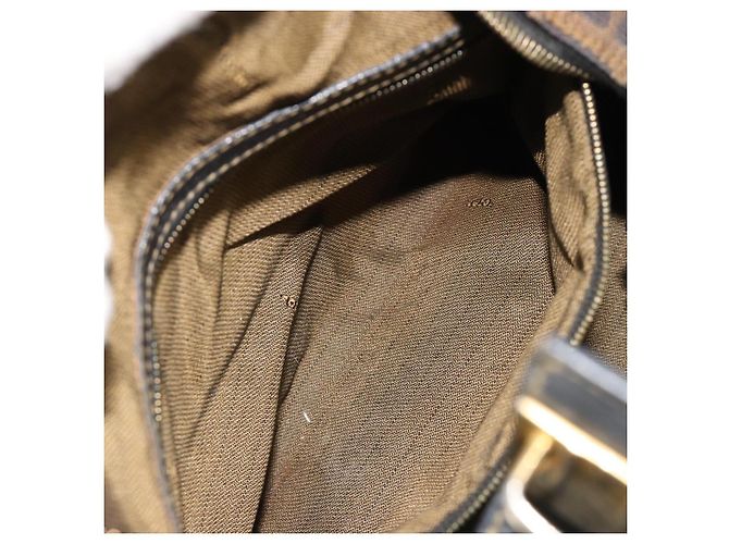 Bolso de Mano FENDI Zucca Canvas Negro Marrón Auténtico 181262 Castaño - vista 25