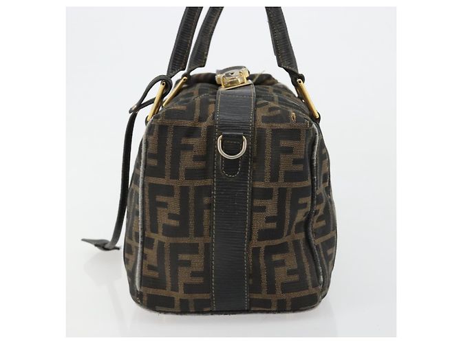 Bolso de Mano FENDI Zucca Canvas Negro Marrón Auténtico 181262 Castaño - vista 4