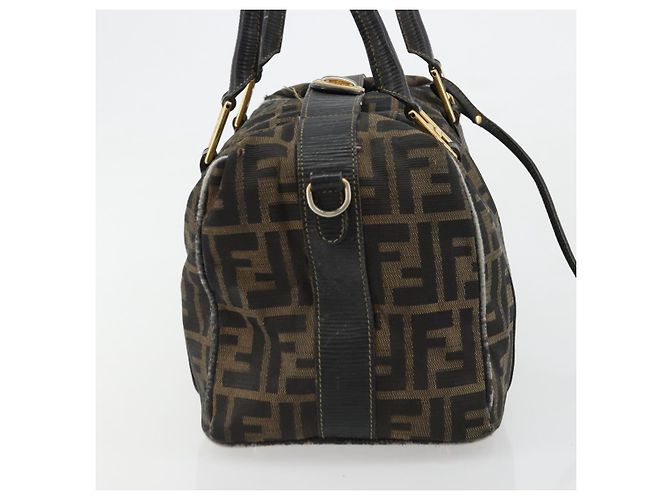 Bolso de Mano FENDI Zucca Canvas Negro Marrón Auténtico 181262 Castaño - vista 5