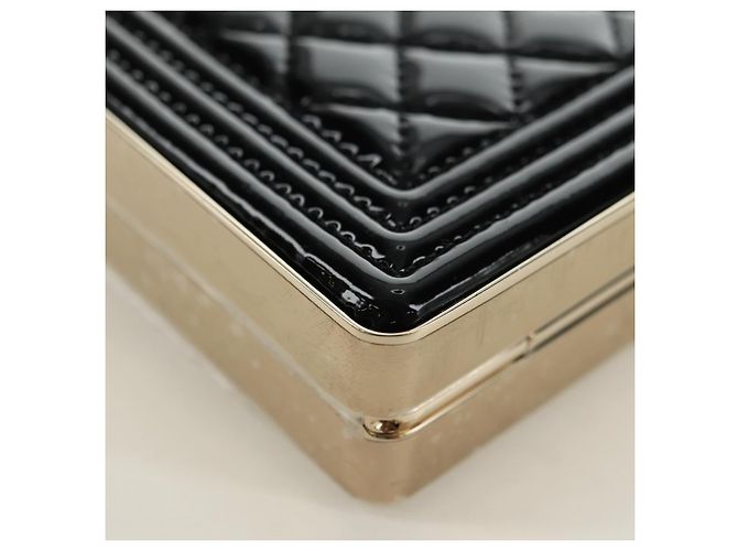 CHANEL Matelasse Boy Chanel Chain Wallet Bag Patent Black Gold CC Auth 181876SAM Nero D'oro - vista 14