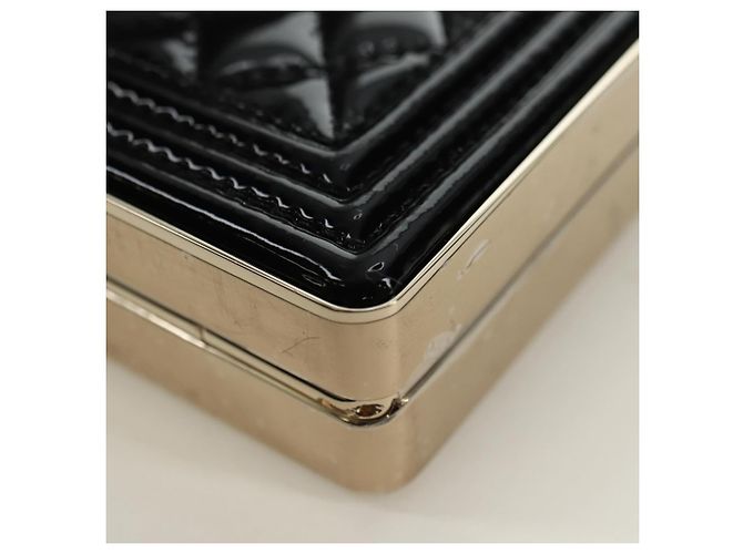 CHANEL Matelasse Boy Chanel Chain Wallet Bag Patent Black Gold CC Auth 181876SAM Nero D'oro - vista 15