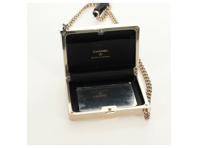 CHANEL Matelasse Boy Chanel Chain Wallet Bag Patent Black Gold CC Auth 181876SAM Nero D'oro - vista 18