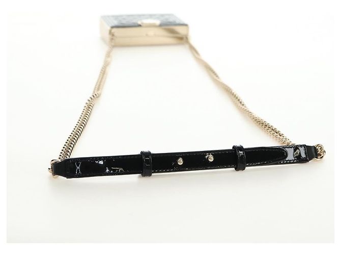 CHANEL Matelasse Boy Chanel Chain Wallet Bag Patent Black Gold CC Auth 181876SAM Nero D'oro - vista 7