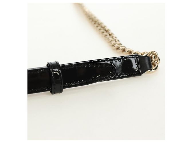 CHANEL Matelasse Boy Chanel Chain Wallet Bag Patent Black Gold CC Auth 181876SAM Nero D'oro - vista 8