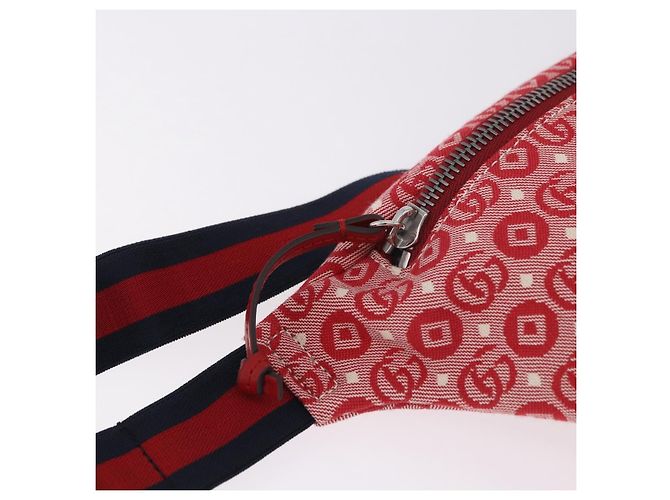 GUCCI Sherry Line Waist bag Canvas Navy Silver Red 502095 Auth 183095M Argento Rosso Blu navy - vista 15