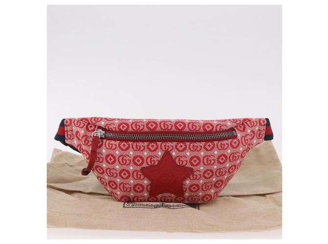 GUCCI Sherry Line Waist bag Canvas Navy Silver Red 502095 Auth 183095M Argento Rosso Blu navy - vista 24