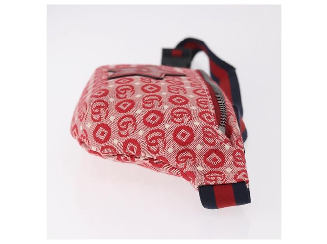 GUCCI Sherry Line Waist bag Canvas Navy Silver Red 502095 Auth 183095M Argento Rosso Blu navy - vista 4