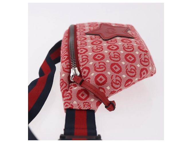 GUCCI Sherry Line Waist bag Canvas Navy Silver Red 502095 Auth 183095M Argento Rosso Blu navy - vista 5