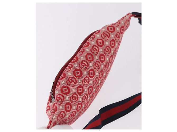 GUCCI Sherry Line Waist bag Canvas Navy Silver Red 502095 Auth 183095M Argento Rosso Blu navy - vista 6