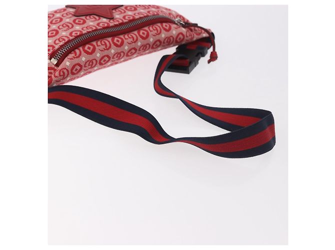 GUCCI Sherry Line Waist bag Canvas Navy Silver Red 502095 Auth 183095M Argento Rosso Blu navy - vista 7