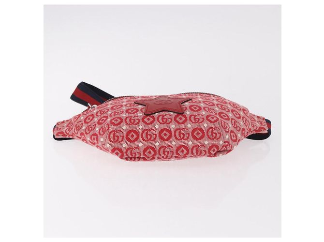 GUCCI Sherry Line Waist bag Canvas Navy Silver Red 502095 Auth 183095M Argento Rosso Blu navy - vista 9