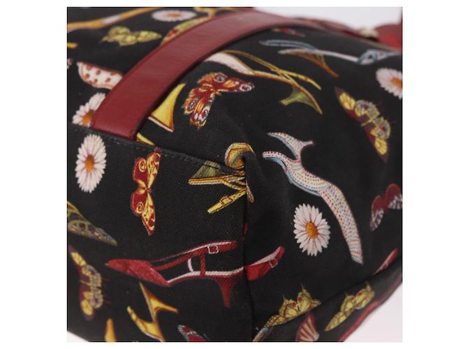 Borsa Tote Salvatore Ferragamo in tela nero e oro Auth 183829 D'oro - vista 14