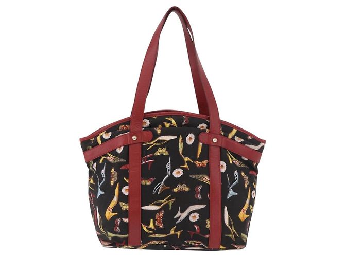 Borsa Tote Salvatore Ferragamo in tela nero e oro Auth 183829 D'oro - vista 2