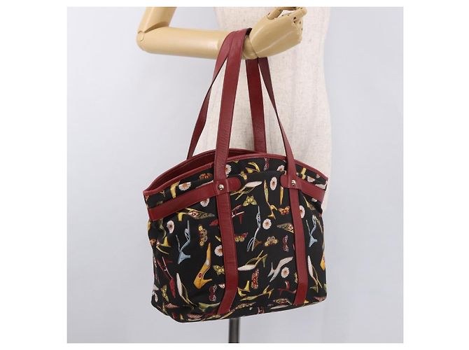 Borsa Tote Salvatore Ferragamo in tela nero e oro Auth 183829 D'oro - vista 22