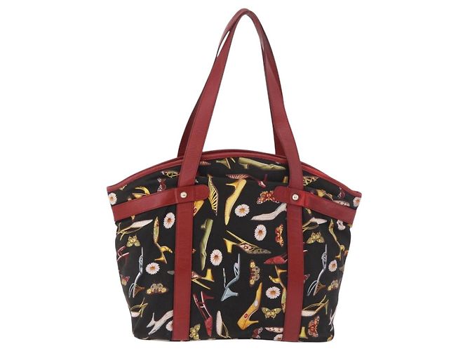 Borsa Tote Salvatore Ferragamo in tela nero e oro Auth 183829 D'oro - vista 3