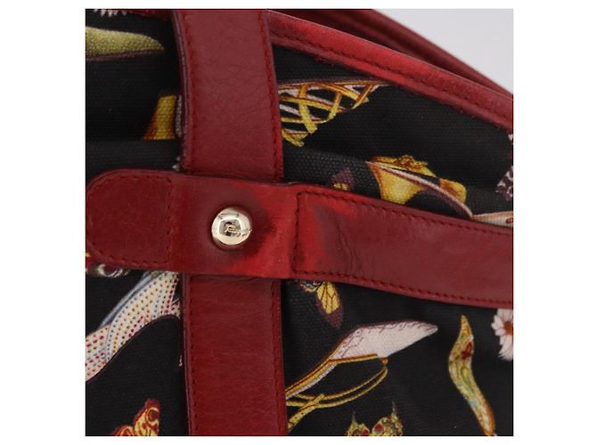 Borsa Tote Salvatore Ferragamo in tela nero e oro Auth 183829 D'oro - vista 4