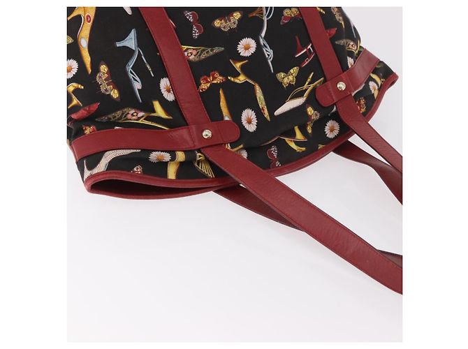 Borsa Tote Salvatore Ferragamo in tela nero e oro Auth 183829 D'oro - vista 7