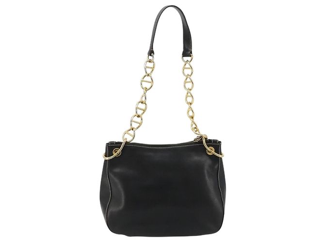 Borsa a Spalla con Catena PRADA in Pelle Nera e Oro Auth yk20455A Nero D'oro - vista 3