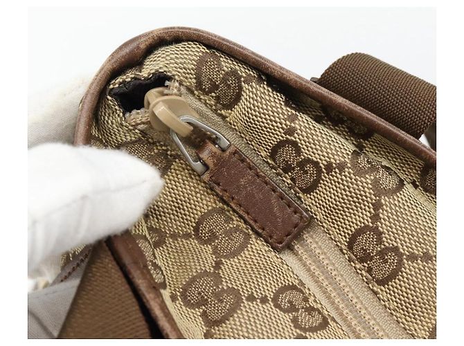 Borsa Tote GUCCI GG Canvas Beige Argento 019 0402 Auth 182184 - vista 15