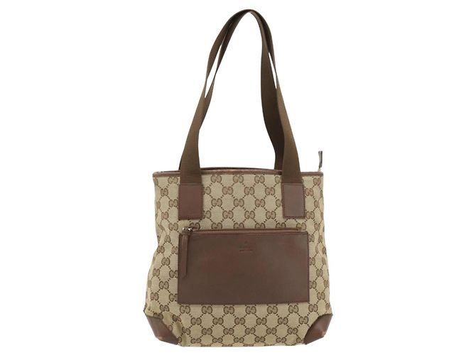 Borsa Tote GUCCI GG Canvas Beige Argento 019 0402 Auth 182184 - vista 2