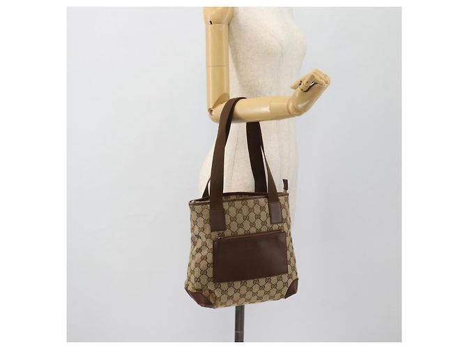 Borsa Tote GUCCI GG Canvas Beige Argento 019 0402 Auth 182184 - vista 24