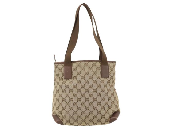 Borsa Tote GUCCI GG Canvas Beige Argento 019 0402 Auth 182184 - vista 3