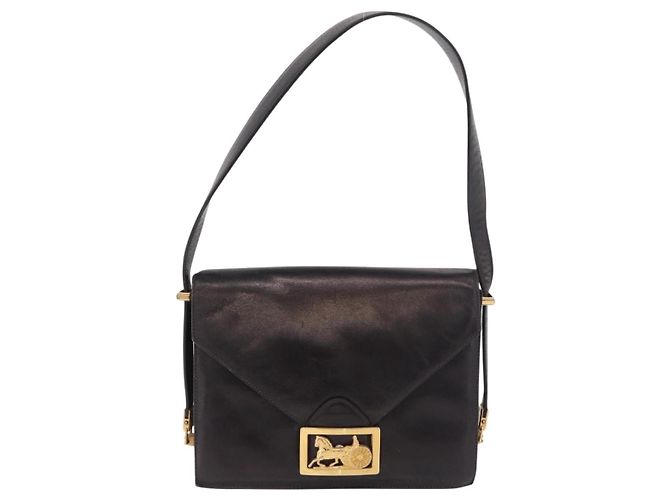 Céline Borsa a tracolla CELINE Horse Carriage in pelle nera e oro Auth 184168 Nero D'oro - vista 2