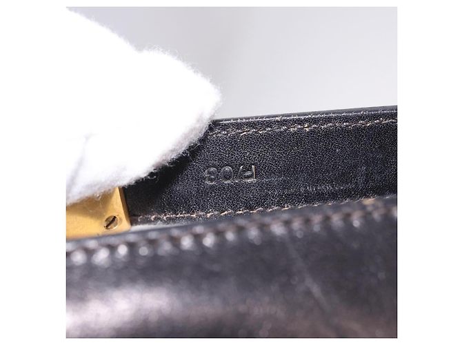 Céline Borsa a tracolla CELINE Horse Carriage in pelle nera e oro Auth 184168 Nero D'oro - vista 26