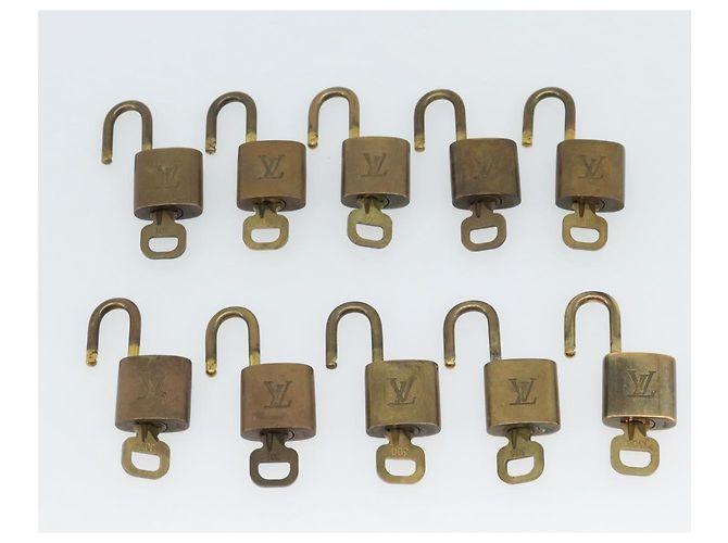 LOUIS VUITTON Set di 10 lucchetti Padlock metallo Gold LV Auth 173150 D'oro - vista 8