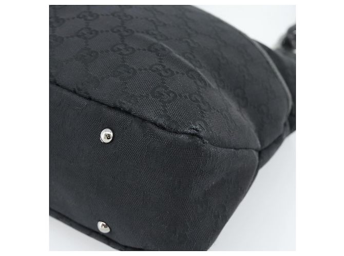 Borsa a mano GUCCI GG Canvas Nera Argento Autentica 183035 Nero - vista 10