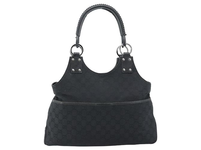 Borsa a mano GUCCI GG Canvas Nera Argento Autentica 183035 Nero - vista 2