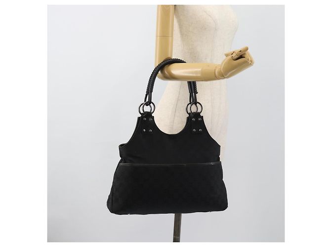 Borsa a mano GUCCI GG Canvas Nera Argento Autentica 183035 Nero - vista 21