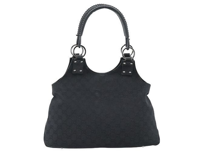 Borsa a mano GUCCI GG Canvas Nera Argento Autentica 183035 Nero - vista 3