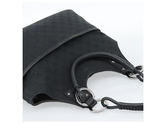 Borsa a mano GUCCI GG Canvas Nera Argento Autentica 183035 Nero - vista 6