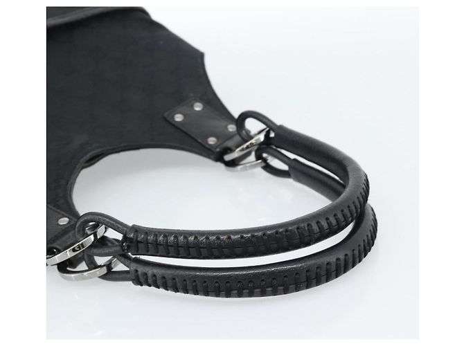 Borsa a mano GUCCI GG Canvas Nera Argento Autentica 183035 Nero - vista 7