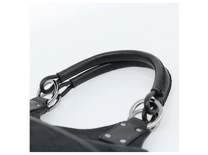 Borsa a mano GUCCI GG Canvas Nera Argento Autentica 183035 Nero - vista 8
