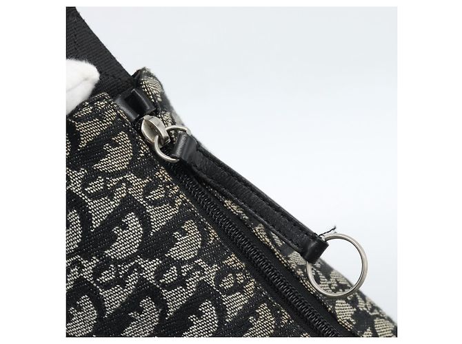 Borsa a tracolla Christian Dior Trotter Canvas Nera Argento Autentica 183317A Nero - vista 14