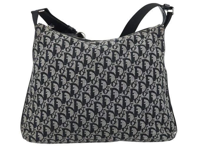 Borsa a tracolla Christian Dior Trotter Canvas Nera Argento Autentica 183317A Nero - vista 2