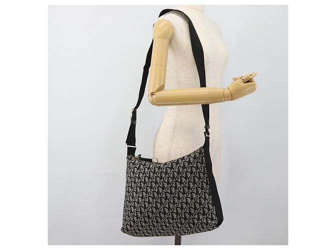 Borsa a tracolla Christian Dior Trotter Canvas Nera Argento Autentica 183317A Nero - vista 22