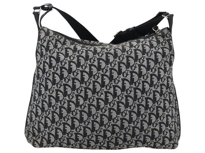 Borsa a tracolla Christian Dior Trotter Canvas Nera Argento Autentica 183317A Nero - vista 3